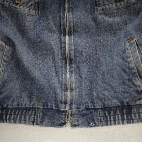 VTG Saugatuck Men XL Sherpa Jacket Dry Goods Denim Trucker 42 Zip Up Bomber Coat